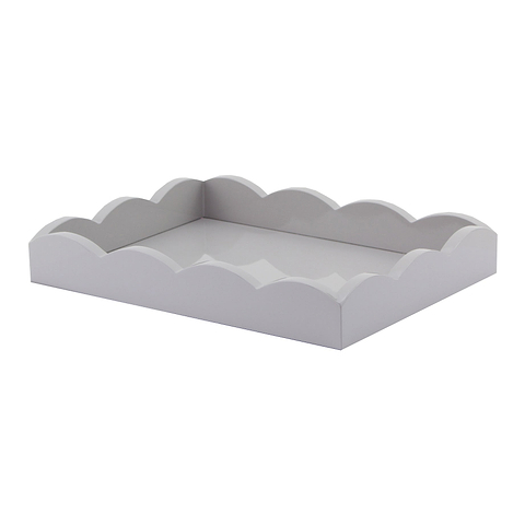 Small, Chiffon Gray Scalloped Edge Tray