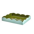 Eau De Nil & Khaki Lacquered Scallop Small Two-Tone Tray