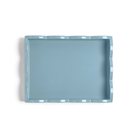 Orange & Chambray Lacquered Scallop Small Two-Tone Tray