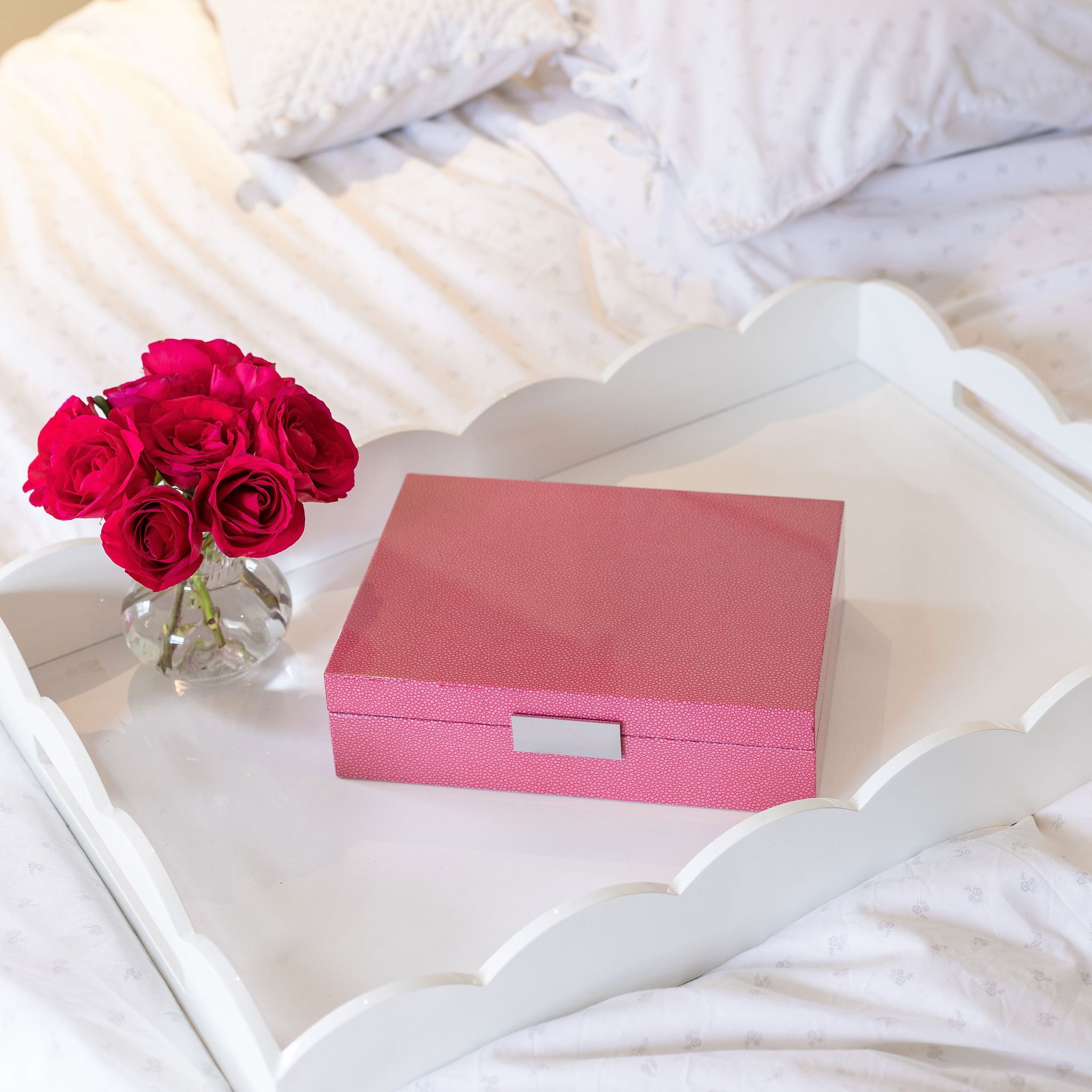 Large pink glasses box with silver plated clasp
