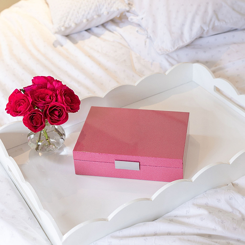 Large pink glasses box with silver plated clasp