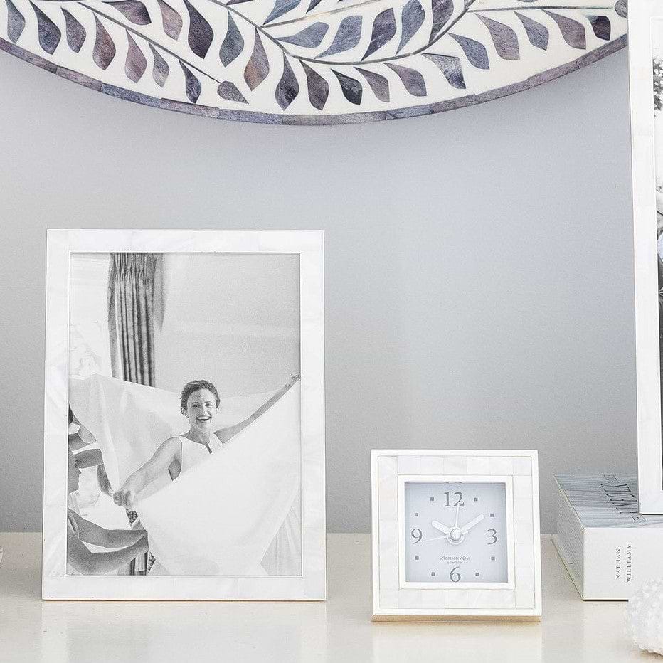 Mother of Pearl Shell & Silver Square Alarm Clock – Addison Ross