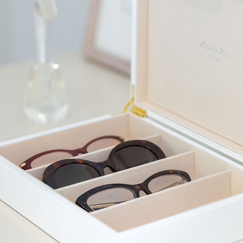 Large white glasses box with suede interior