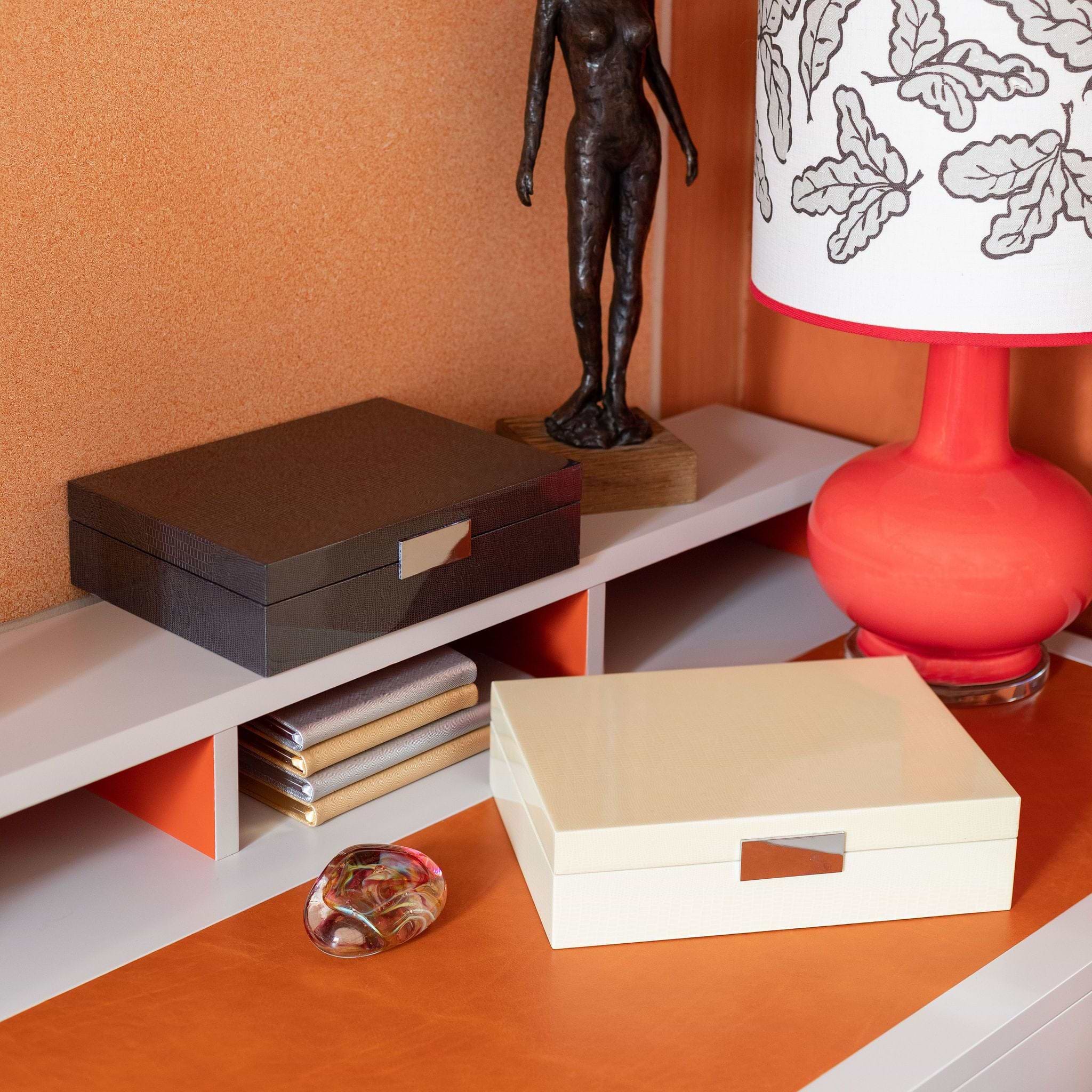 Large cream storage box with silver plated clasp