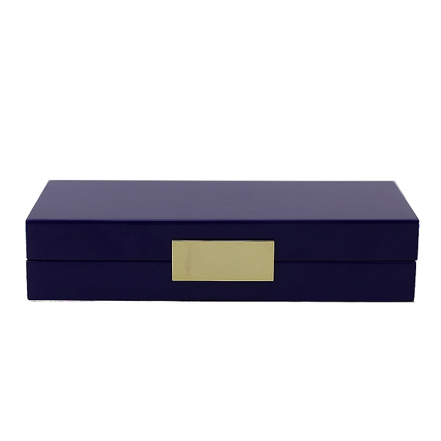 Navy Lacquer Box With Gold