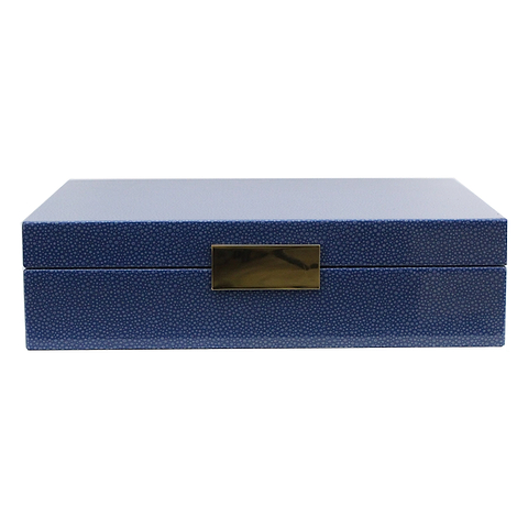 Large blue storage box with silver plated clasp