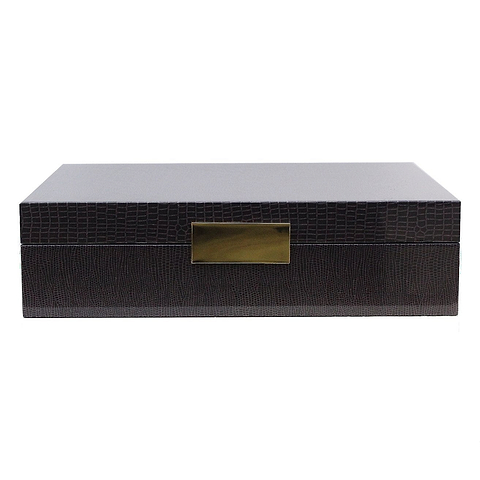 Large brown watch box with gold plated clasp
