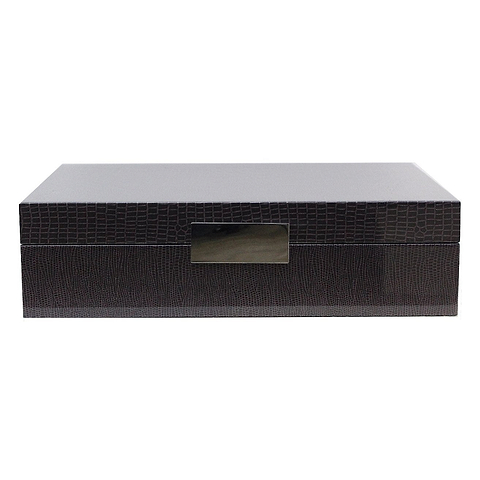 Large brown watch box with silver plated clasp