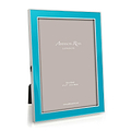 Silver Trim, Aqua Blue Enamel Picture Frame