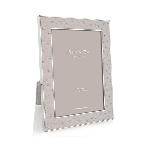 Mist Ostrich & Silver Frame - Leather Frames - Addison Ross