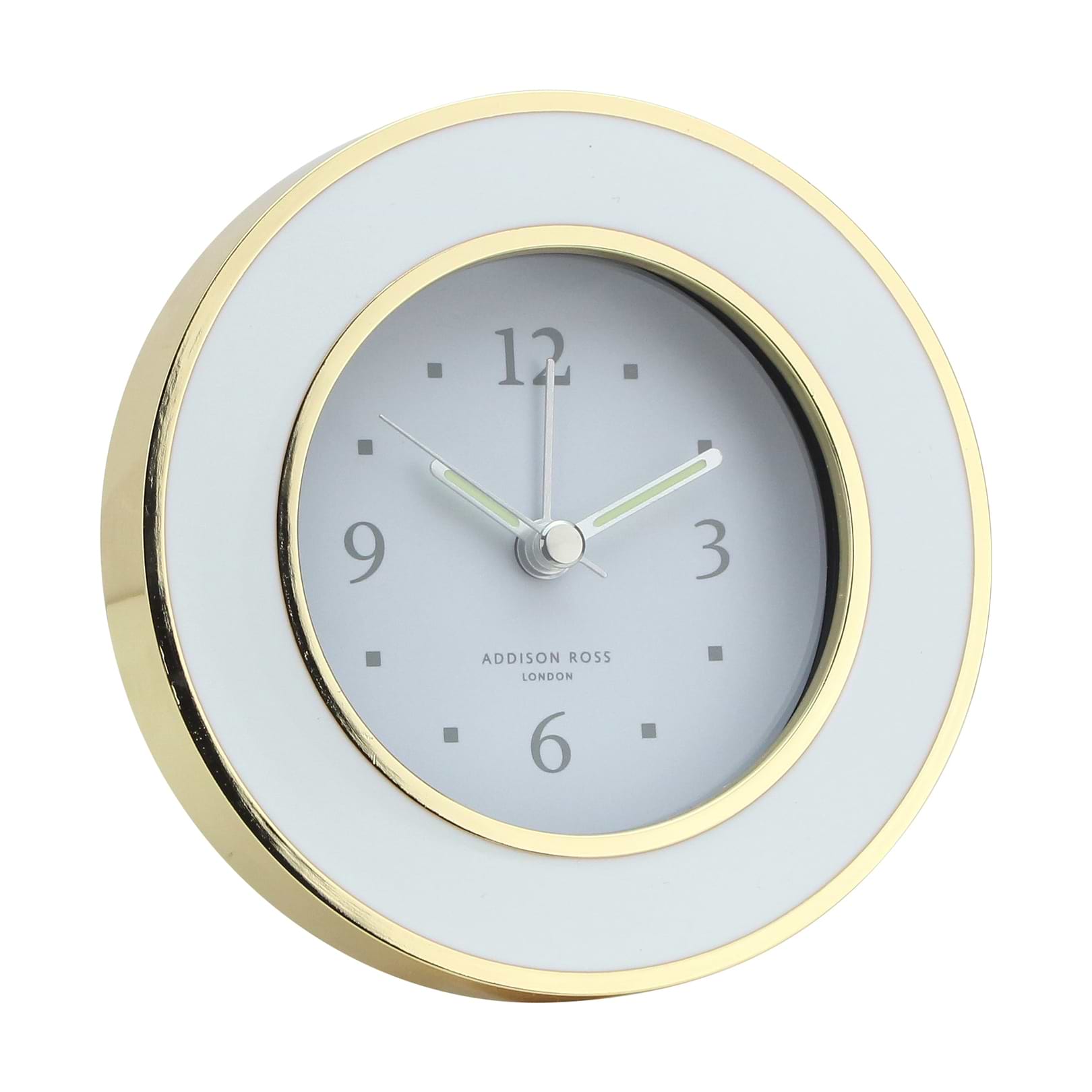 Addison Ross 英国製　置き時計 White & Gold Silent Alarm Clock