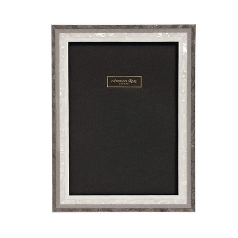 5x7 in. Marquetry Frame - Dove Gray Wood Veneer & Mother of Pearl