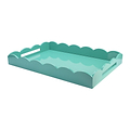 Turquoise Large Lacquered Scallop Ottoman Tray