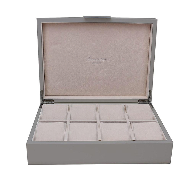 Chiffon Gray Watch Box: Silver Trim