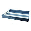Denim Blue Striped Large Lacquered Ottoman Tray