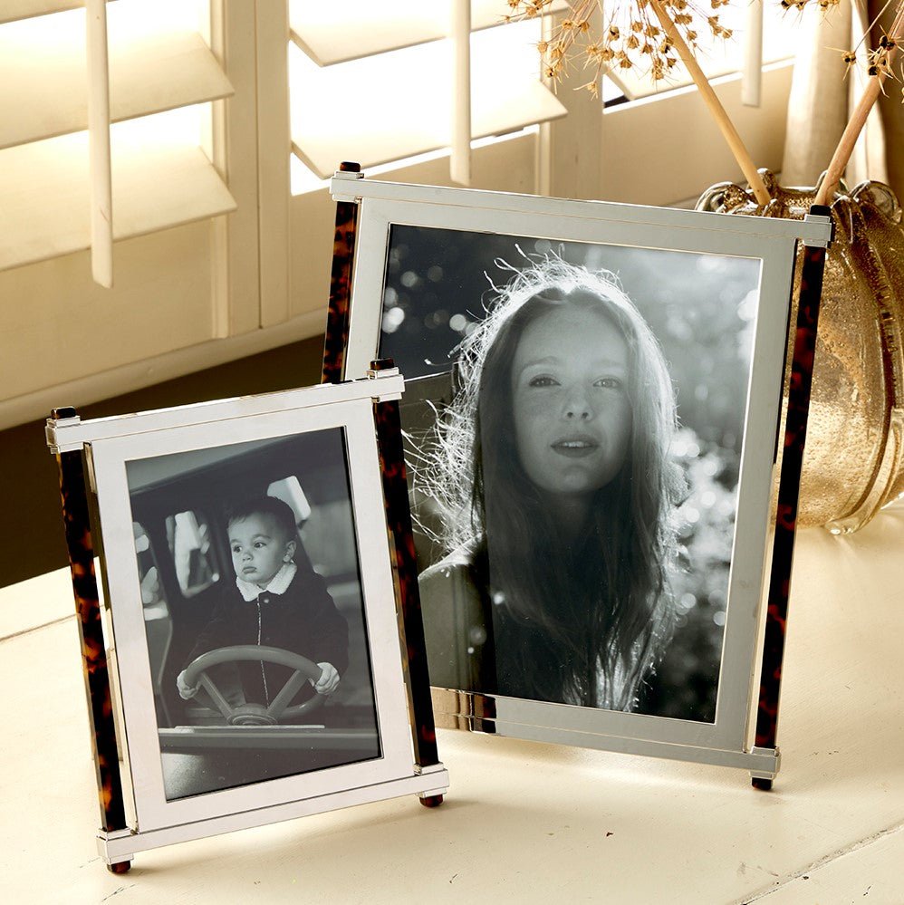 Faux Tortoiseshell & Silver Pillar Photo Frame – Addison Ross Ltd USA