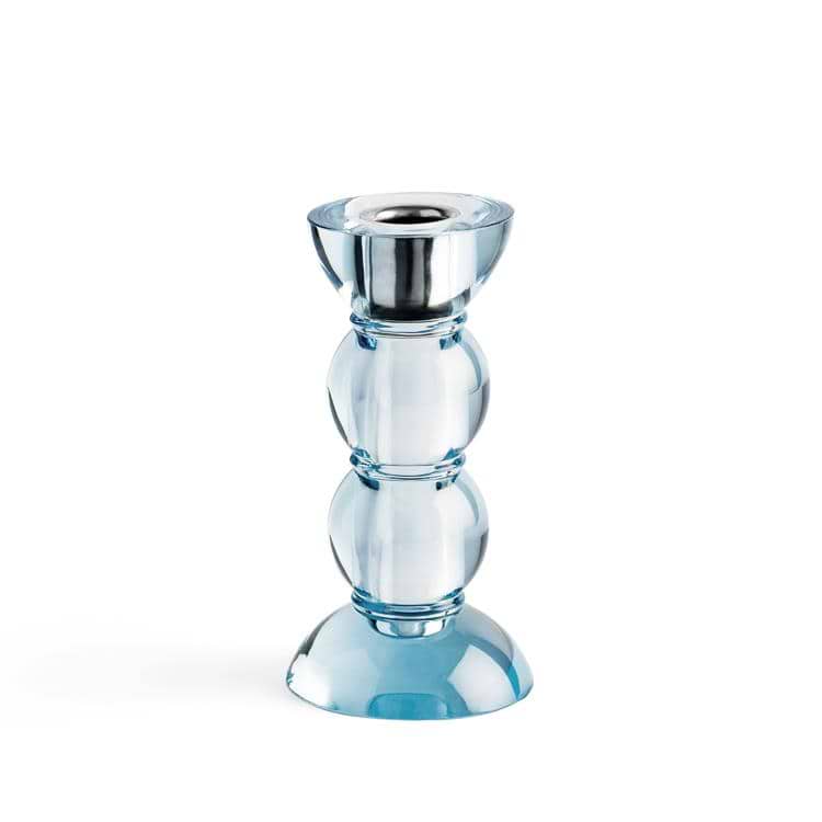 Icy Bobbin Candlestick Blue 14cm
