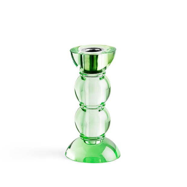 Icy Bobbin Candlestick Green 14cm