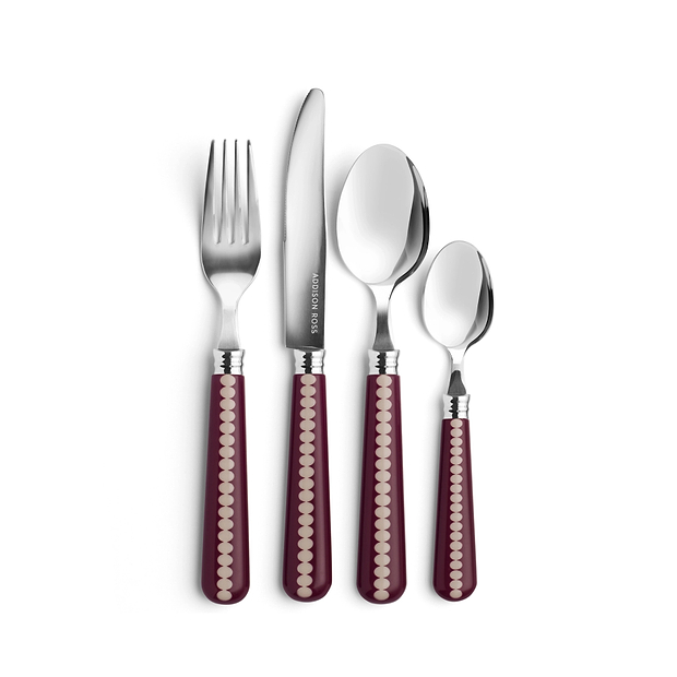 Cherry & Cappuccino Bobbin Cutlery - 16-Piece Set