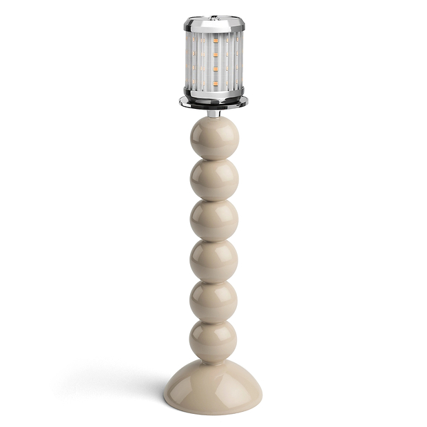 Tall Cappuccino Bobbin Lamp Base & Rechargeable Bulb