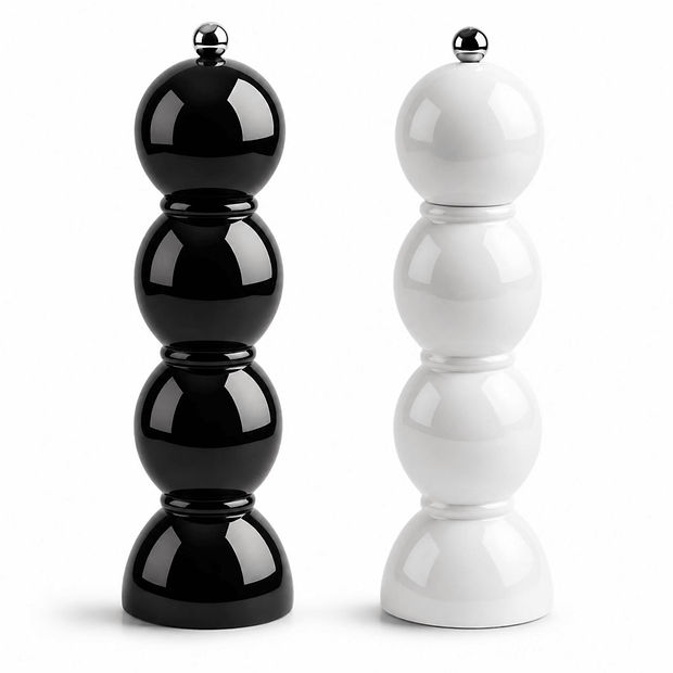 Black and White Bobbin Salt & Pepper Mills