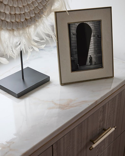 Ecru Faux Shagreen & Bronze Photo Frame - Addison Ross Ltd UK