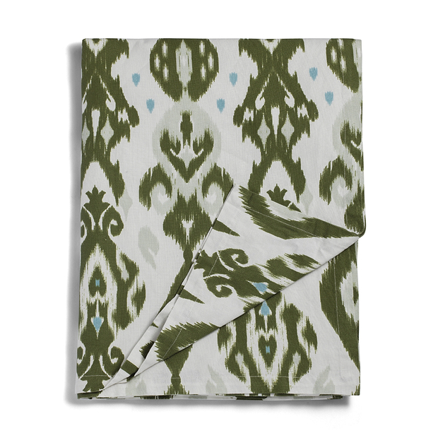 Ikat Khaki Linen Tablecloth