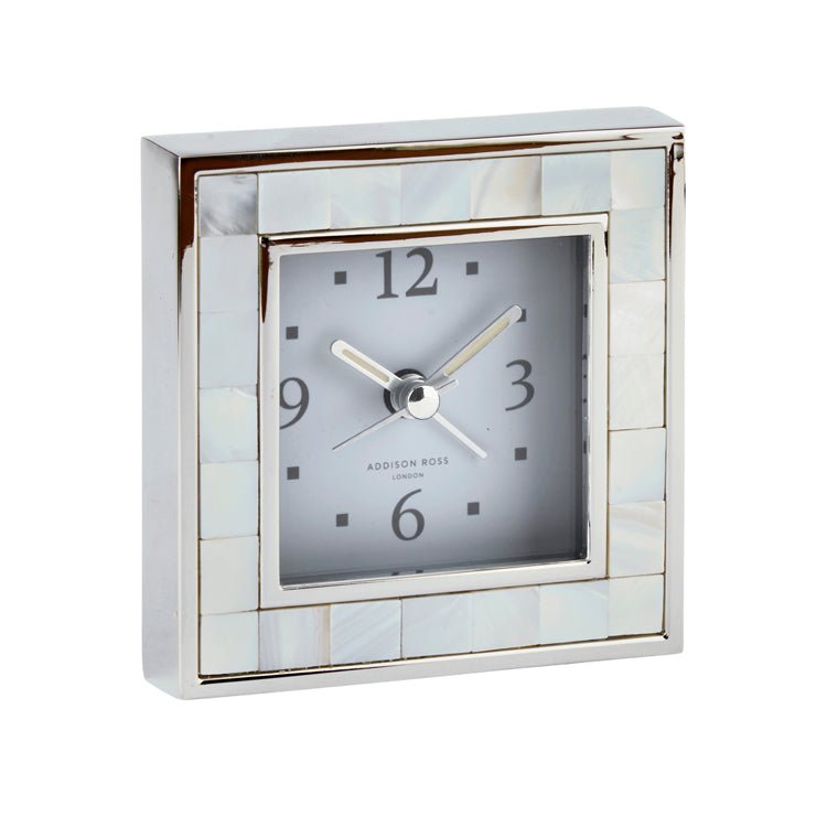 Mother of Pearl Shell & Silver Square Alarm Clock – Addison Ross