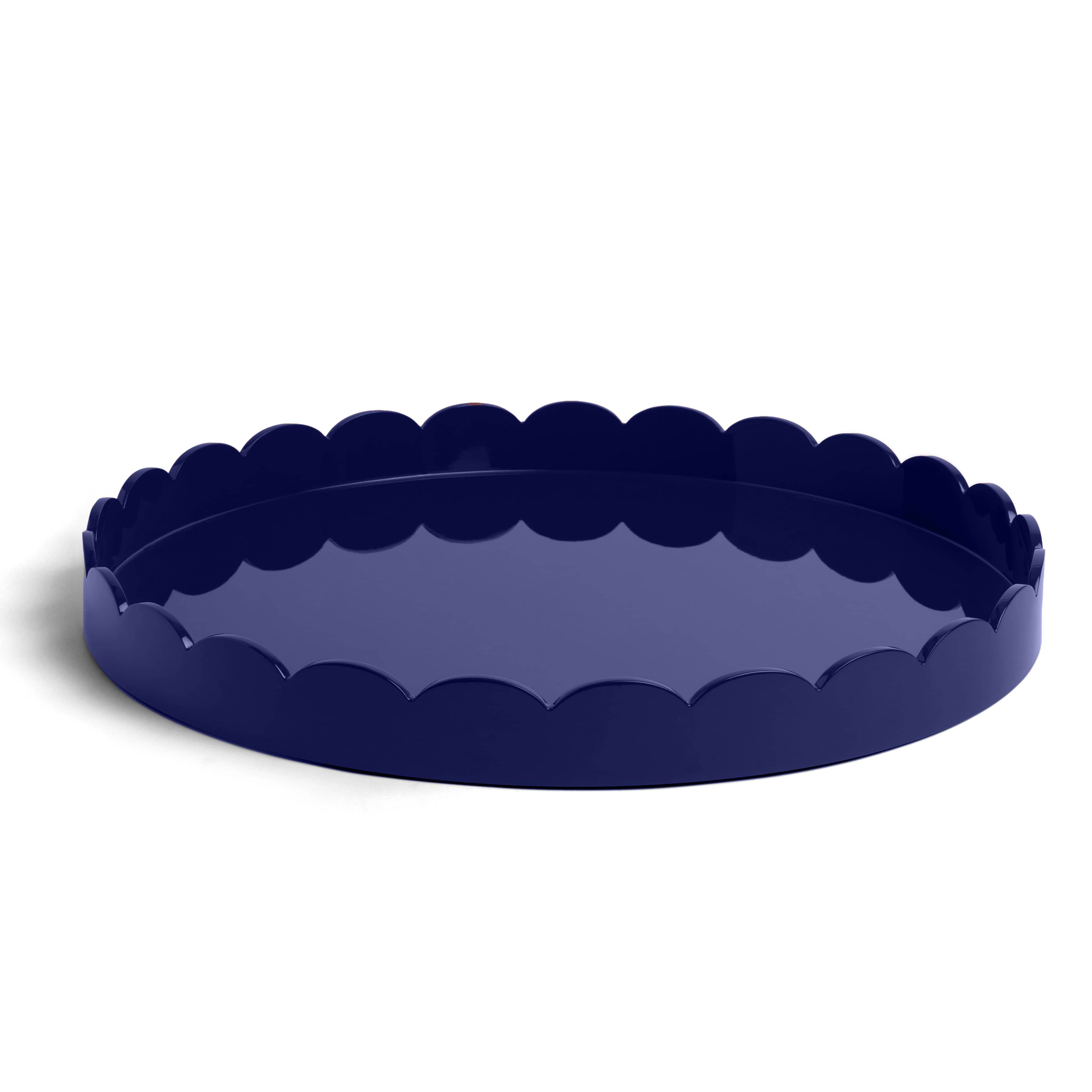 Navy Round Large Lacquered Scallop Tray - Addison Ross Ltd UK