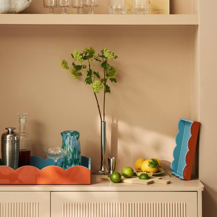 Orange & Chambray Lacquered Scallop Medium Two - Tone Tray - Addison Ross Ltd UK
