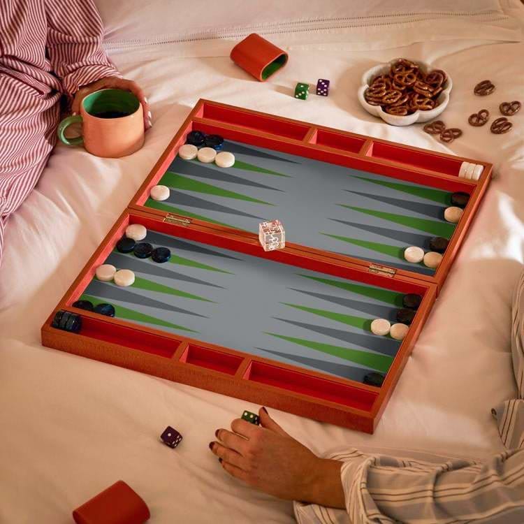 Orange Croc Lacquer Backgammon Set - Addison Ross Ltd UK