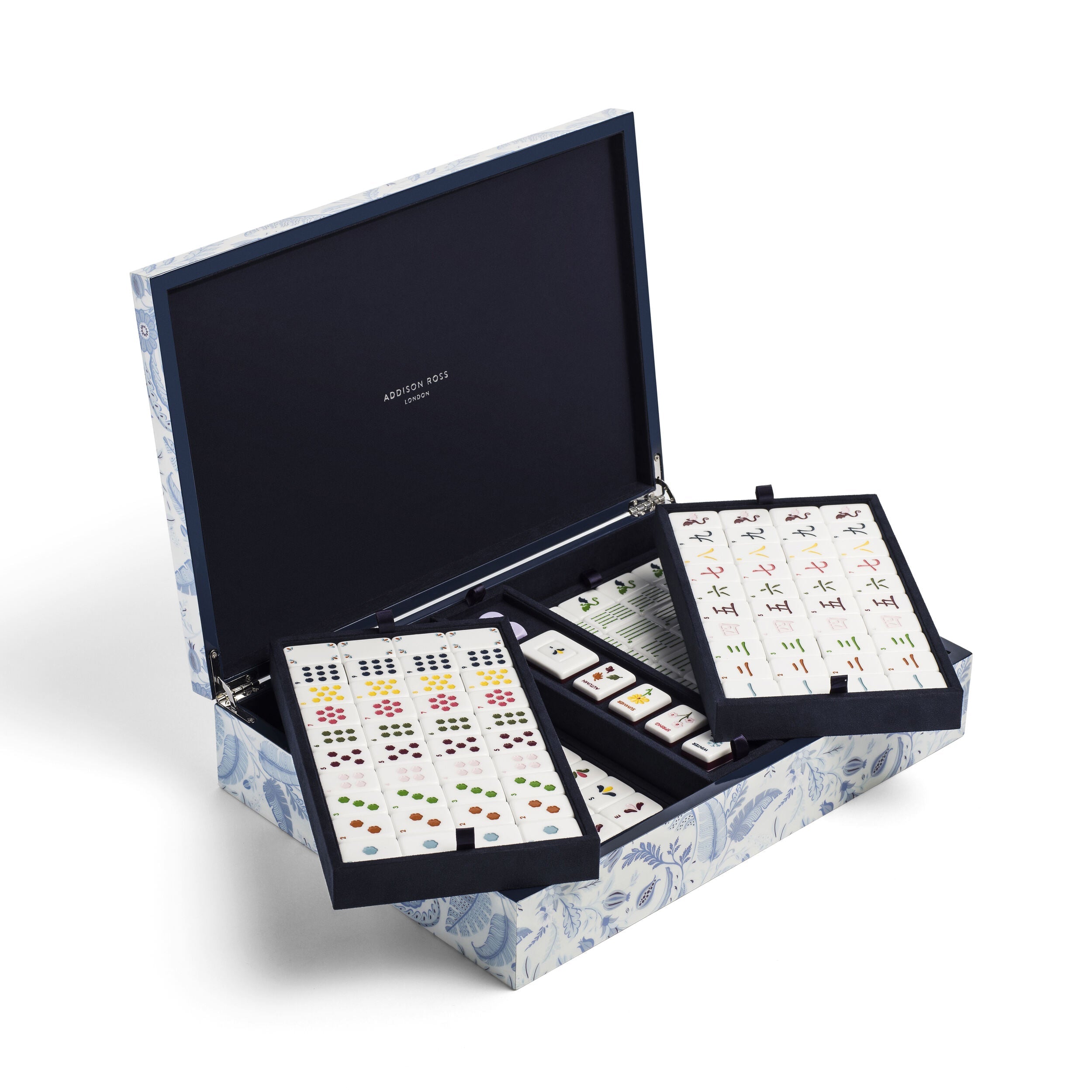 Palm Beach Blue Lacquered Mahjong Set - Addison Ross Ltd UK