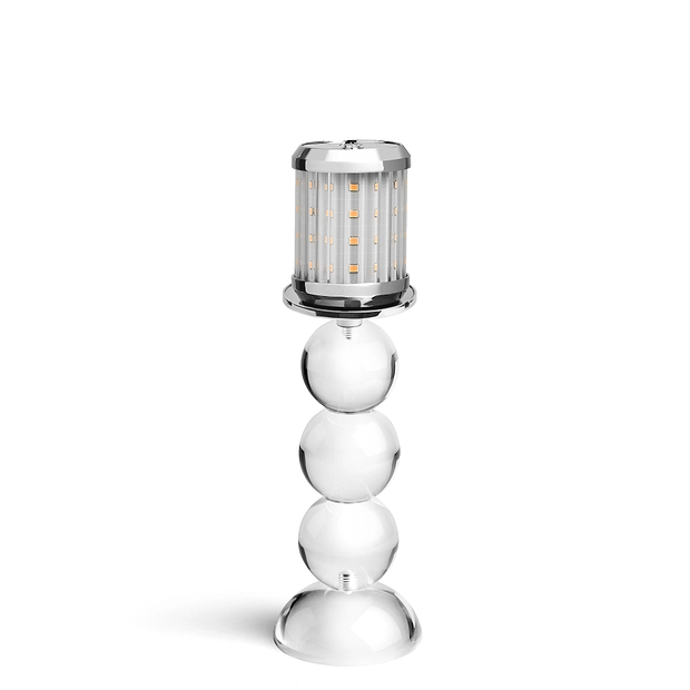 Small Clear Bobbin Lamp Base & Rechargeable Bulb