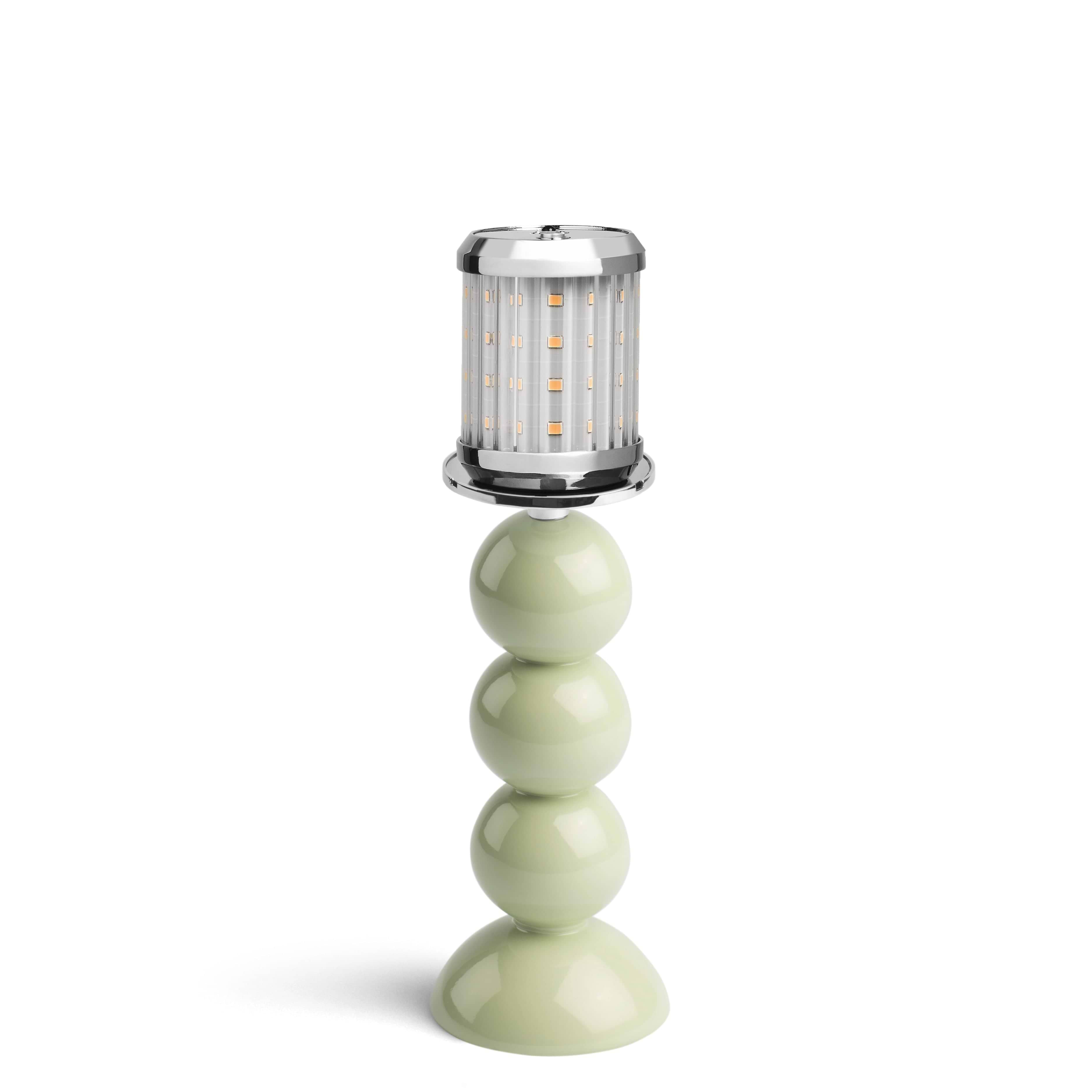 Small Sage Bobbin Lamp Base & Rechargeable Bulb - Addison Ross Ltd UK