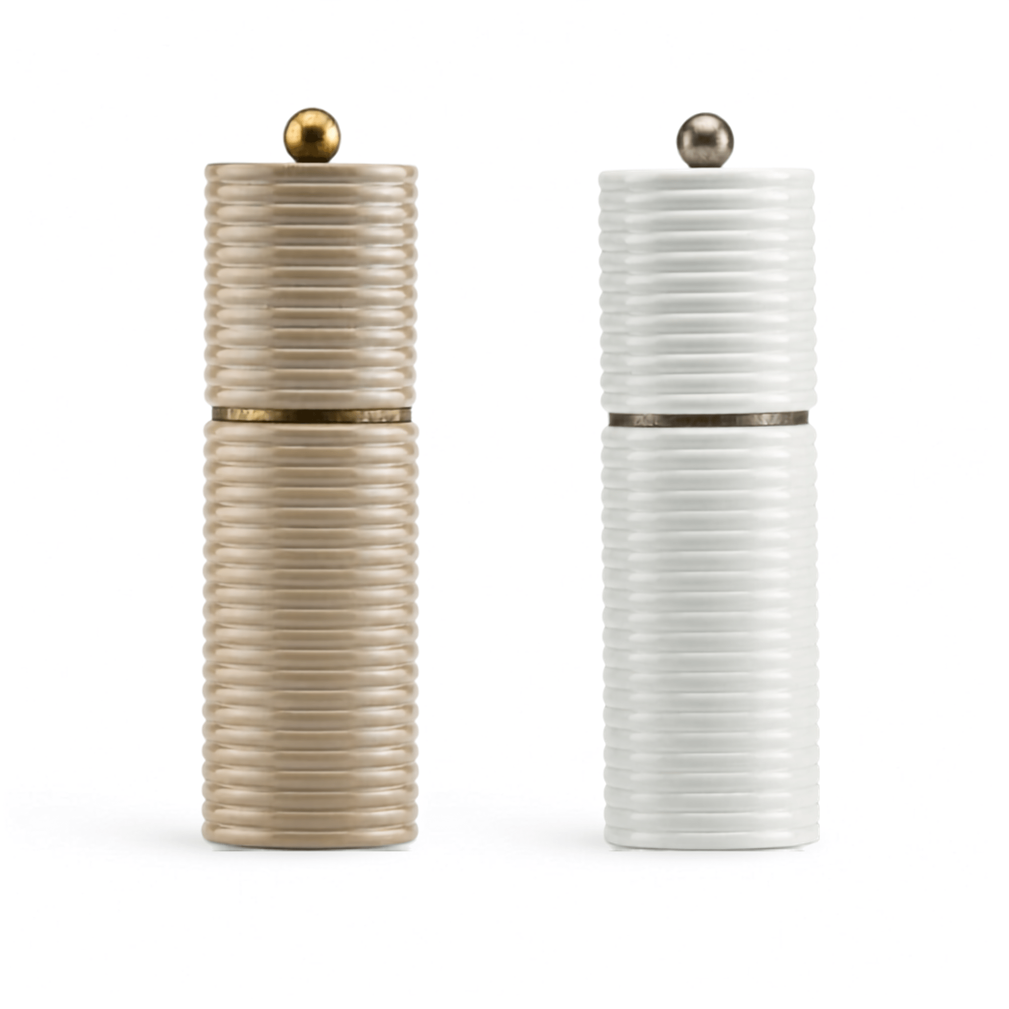 Sophie Paterson Taupe and White Reed Salt & Pepper Mills - Addison Ross Ltd UK