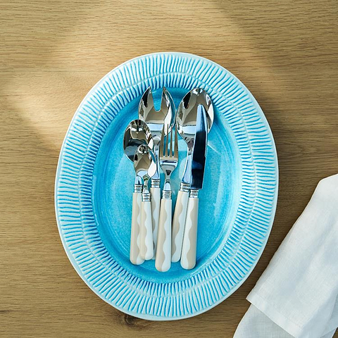Wave Salad Servers - Cappuccino & White (2‑Piece Set) - Addison Ross Ltd UK