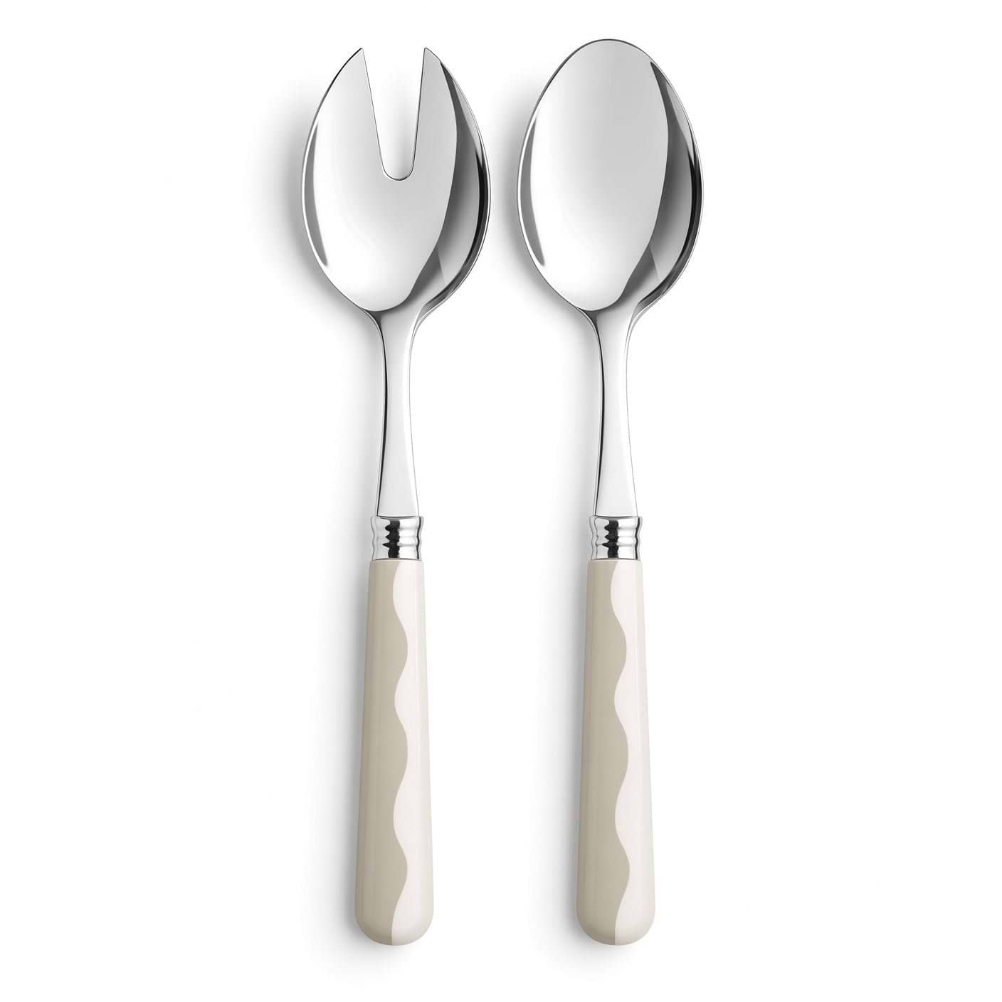 Wave Salad Servers - Cappuccino & White (2‑Piece Set) - Addison Ross Ltd UK