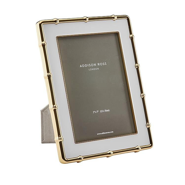 White & Gold Bamboo Enamel Photo Frame