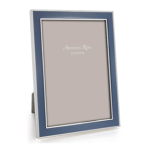 Denim Enamel & Silver Frame