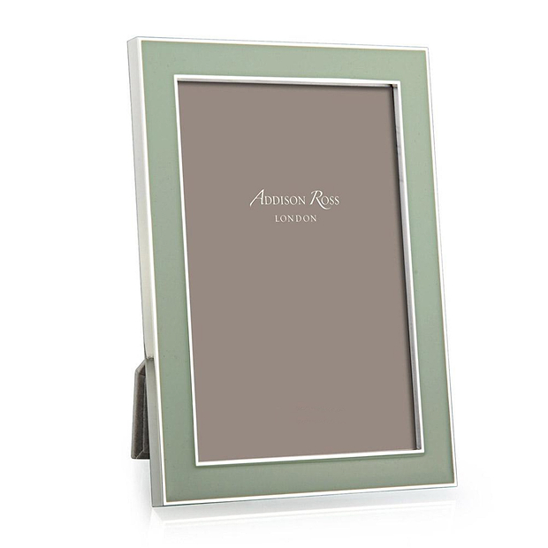 Pale Sage Green Enamel & Silver Frame