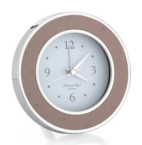Blush Ostrich Silver Alarm Clock - Addison Ross Ltd UK