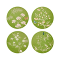 Green Chinoiserie Coasters - Set of 4