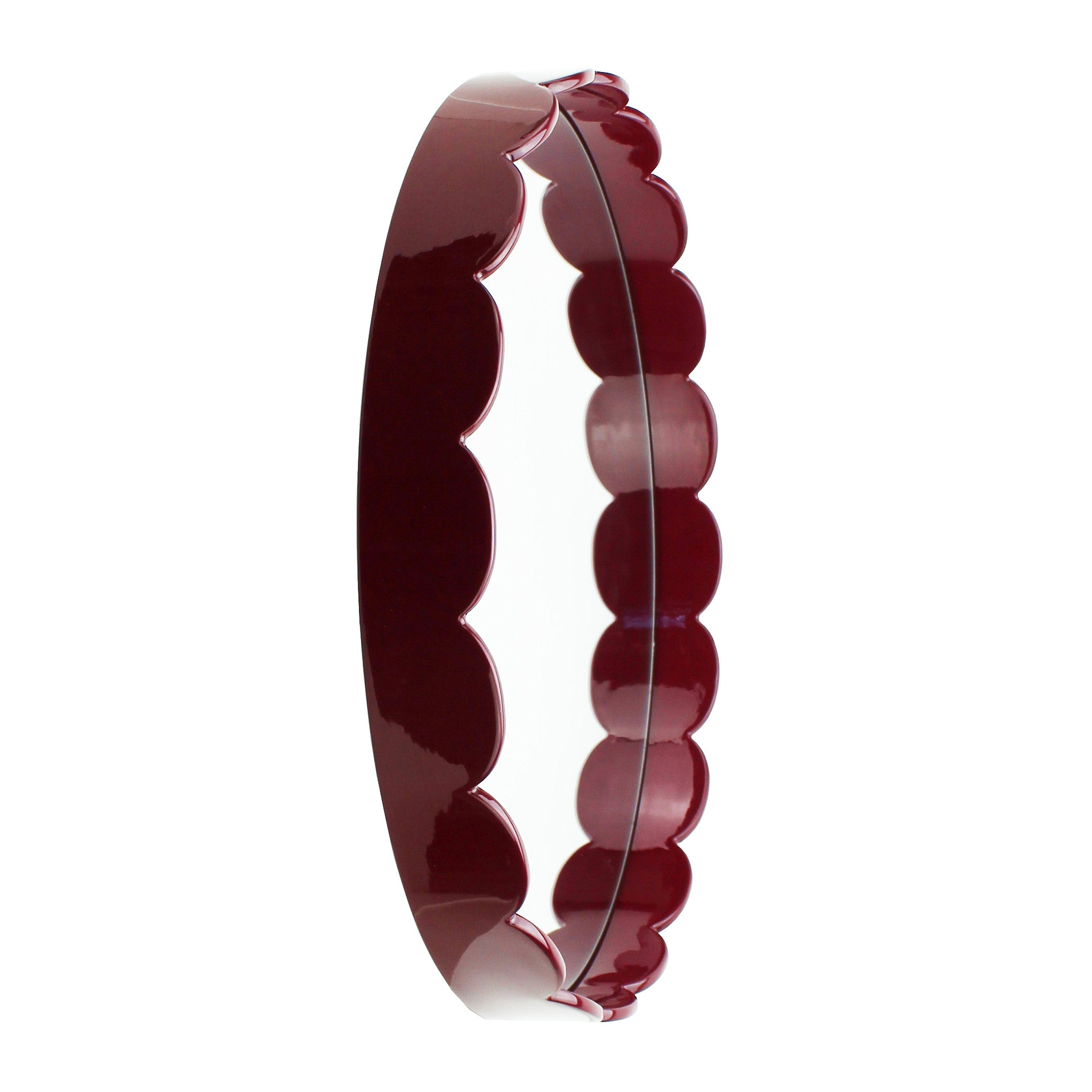 Deep Cherry Red Medium Scallop Round Mirror - Addison Ross Ltd UK