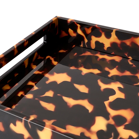Faux Tortoise Medium Lacquered Serving Tray - Addison Ross Ltd UK