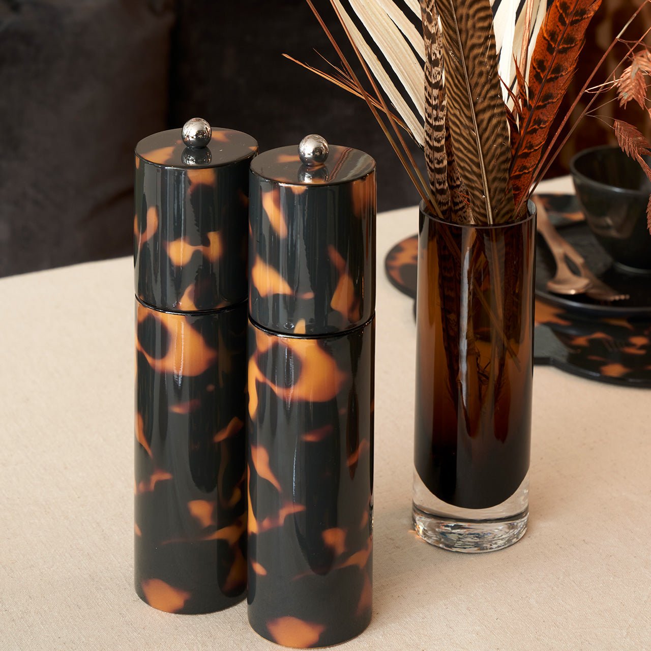 Faux Tortoiseshell Round Column Salt or Pepper Grinder - Addison Ross Ltd UK
