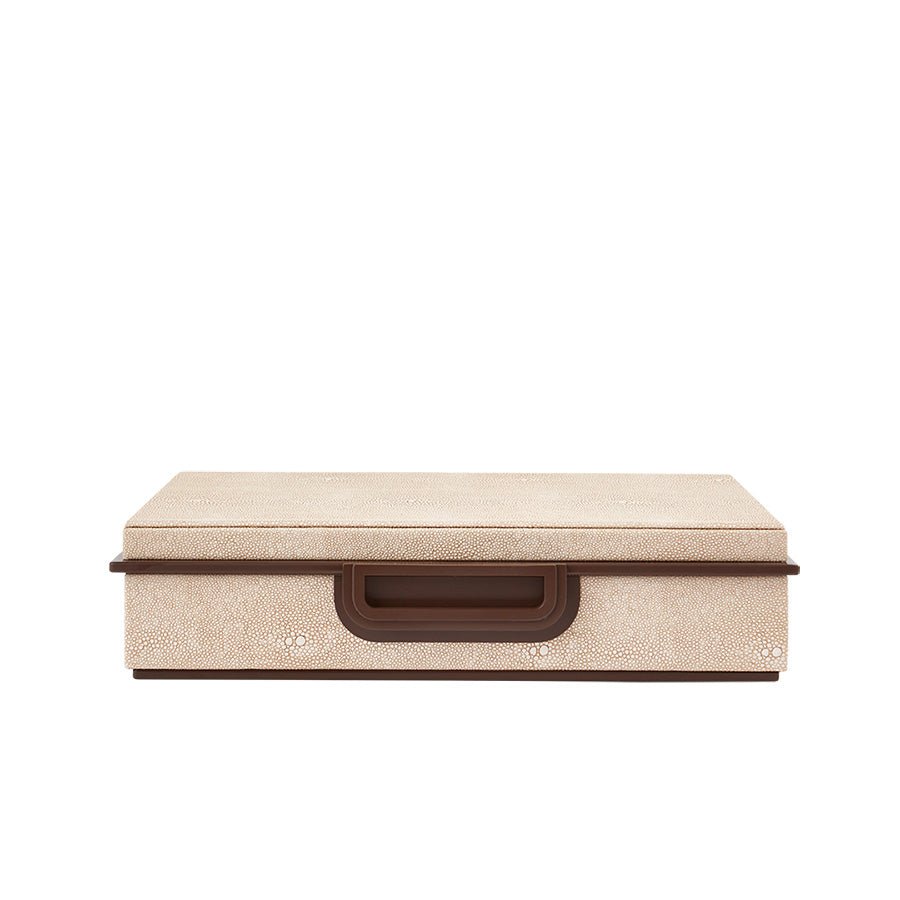 Large Ecru Faux Shagreen Box - Addison Ross Ltd UK
