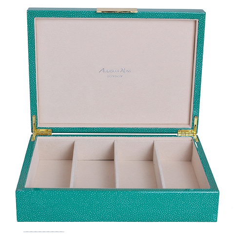 Large Green Shagreen & Gold Glasses Box - Addison Ross Ltd UK