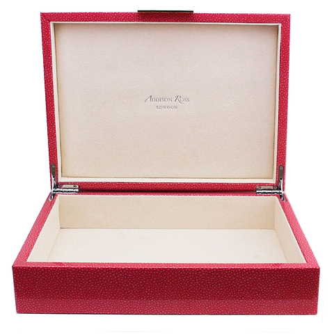 Large Pink Shagreen Lacquer Box with Silver - Addison Ross Ltd UK