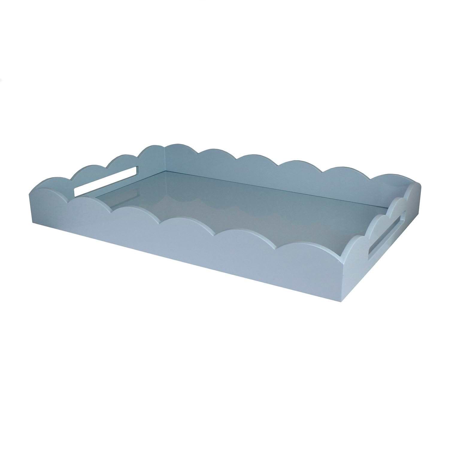 Pale Denim Large Lacquered Scallop Ottoman Tray - Addison Ross Ltd UK