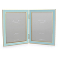 Powder Blue Enamel & Gold Double Frame